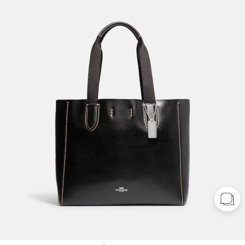 NWTs COACH Pebbled Leather Derby Tote Shoulder Bag in Gold/1941 Black with red - Picture 8 of 12